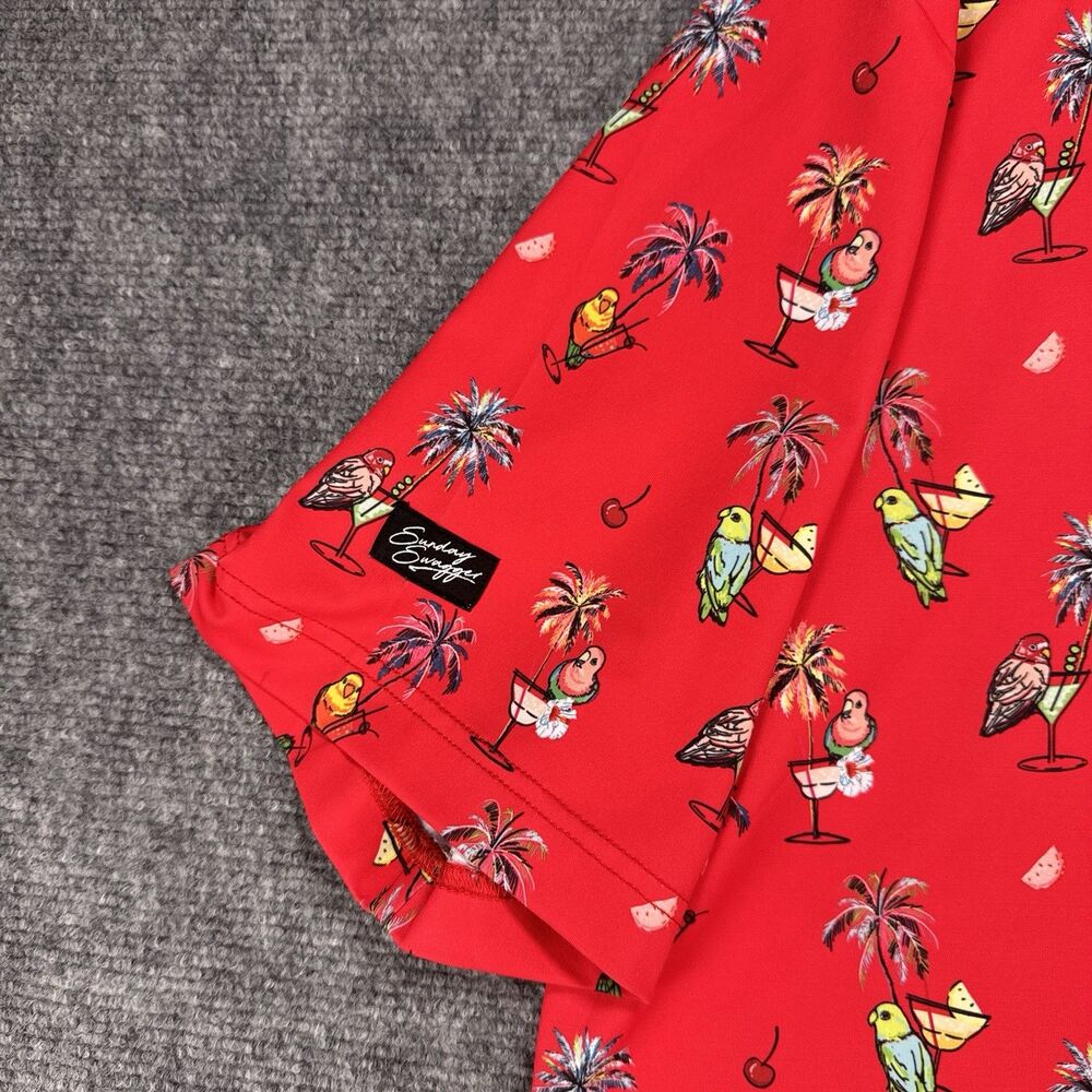 Sunday Swagger Polo Shirt Mens XL Red Cocktail Party Drink Cherry OP Performance - Picture 4 of 5